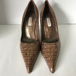 Dodici Gold Faux Leather High Heel Shoes